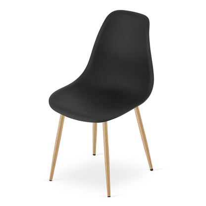 Zestaw Stół 120cm x 80cm - biały + 4 krzesła czarne / nogi naturalne