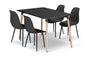 Zestaw Stół 120cm x 80cm - czarny + 4 krzesła czarne / nogi czarne