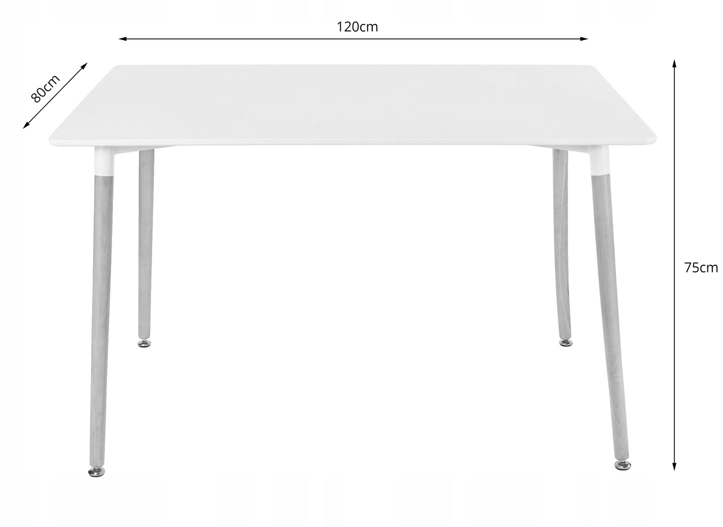 Zestaw Stół 120cm x 80cm - czarny + 4 krzesła czarne / nogi czarne