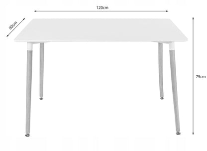 Zestaw Stół 120cm x 80cm - czarny + 4 krzesła czarne / nogi czarne