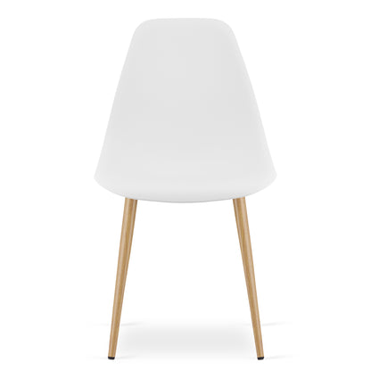 Zestaw Stół Okrągły 80cm - biały / naturalne nogi + 4 krzesła białe / nogi naturalne