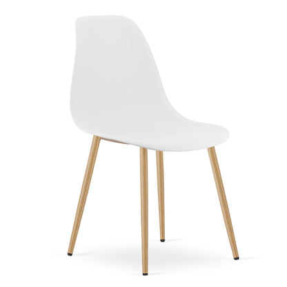Zestaw Stół Okrągły 80cm - biały / naturalne nogi + 4 krzesła białe / nogi naturalne