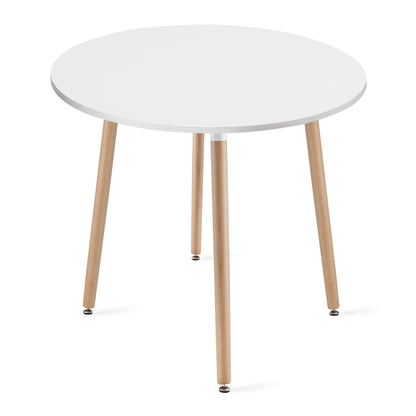 Zestaw Stół Okrągły 80cm - biały / naturalne nogi + 4 krzesła czarne / nogi naturalne