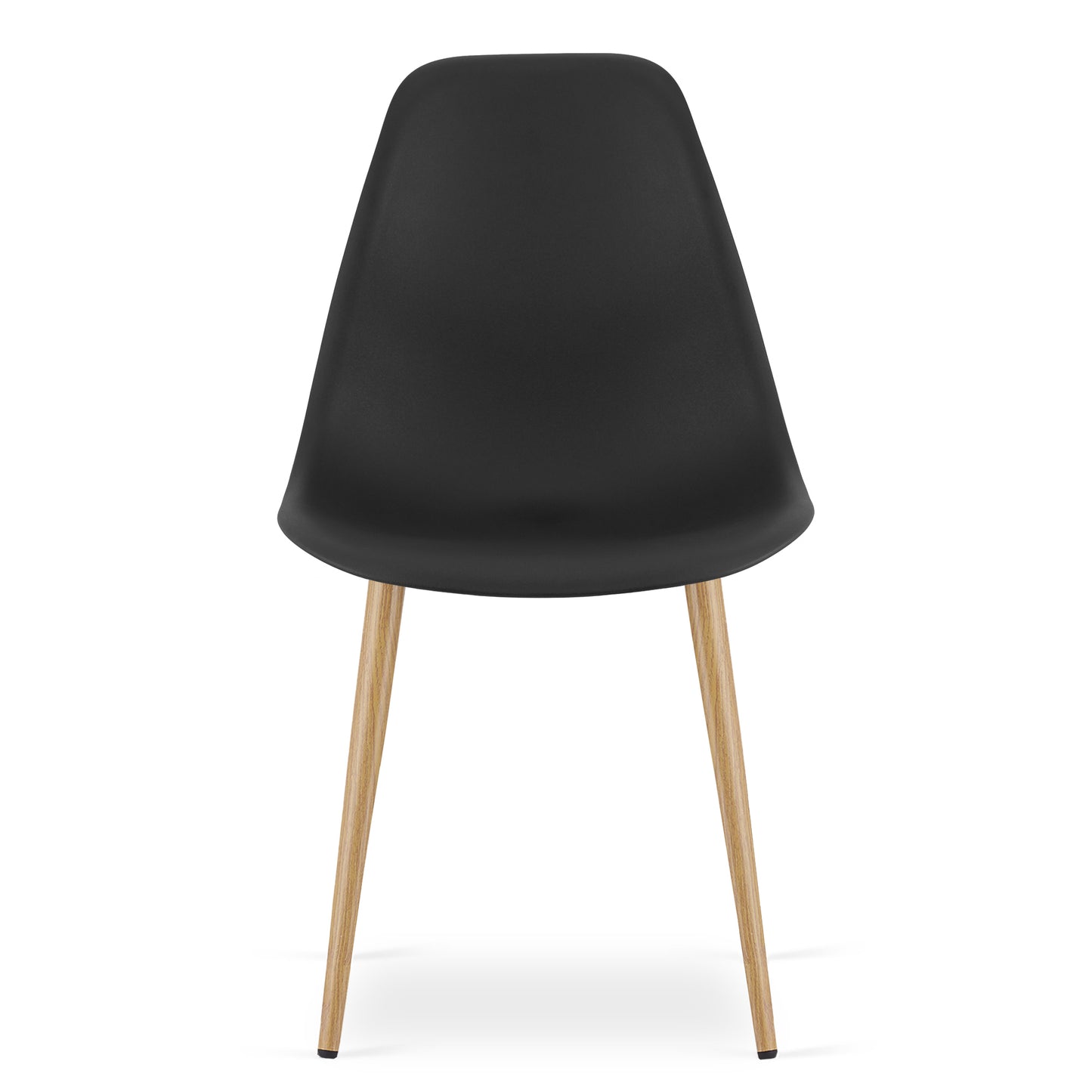 Zestaw Stół Okrągły 80cm - biały / naturalne nogi + 4 krzesła czarne / nogi naturalne