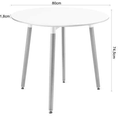 Zestaw Stół Okrągły 80cm - biały / naturalne nogi + 4 krzesła czarne / nogi naturalne