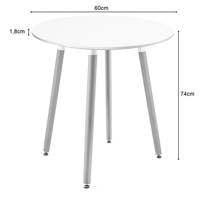 Zestaw Stół Okrągły 60cm - biały / naturalne nogi + 2 krzesła białe / nogi naturalne
