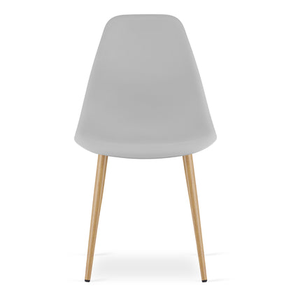 Zestaw Stół Okrągły 60cm - biały / naturalne nogi + 2 krzesła szare / nogi naturalne