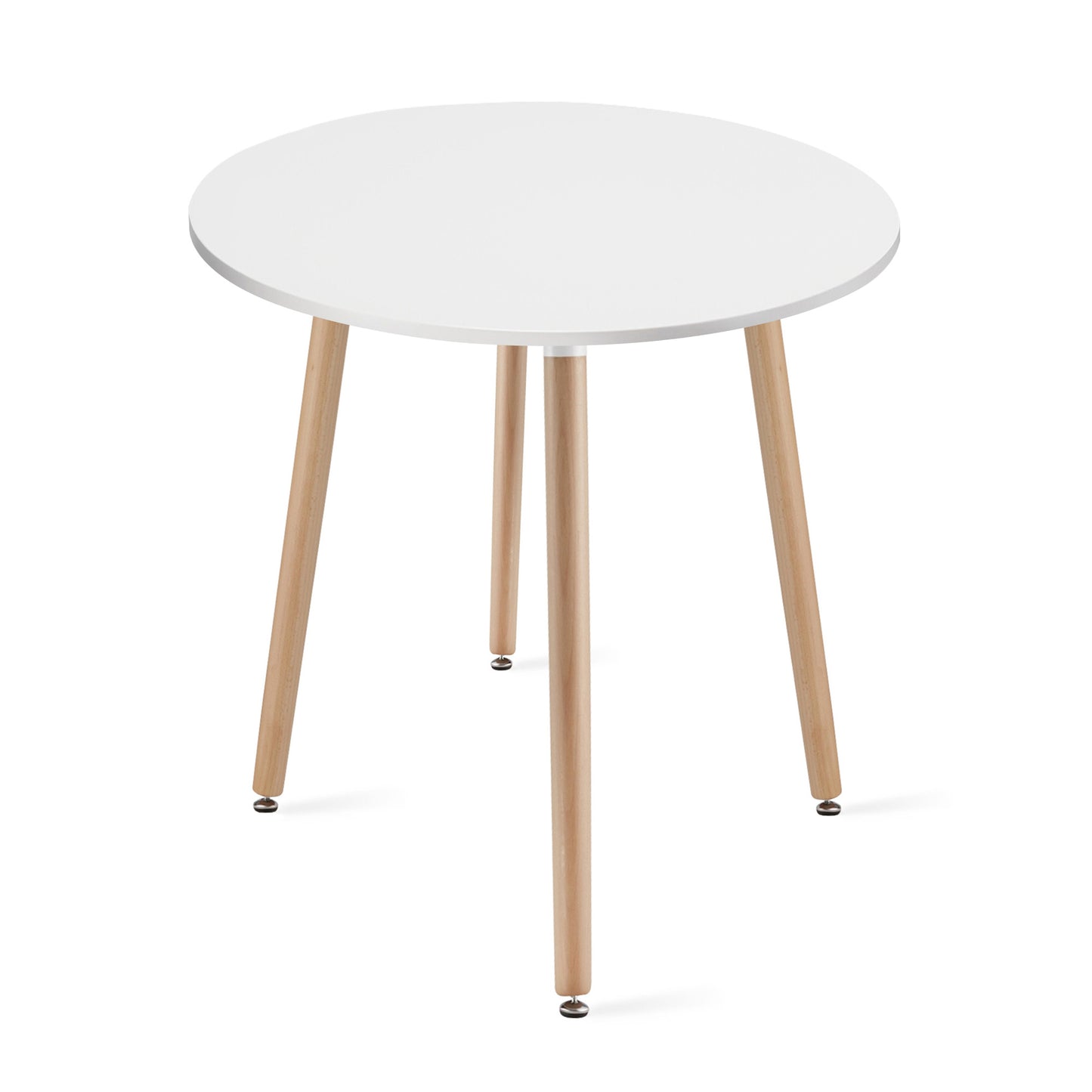 Zestaw Stół Okrągły 60cm - biały / naturalne nogi + 2 krzesła czarne / nogi naturalne