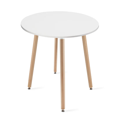 Zestaw Stół Okrągły 60cm - biały / naturalne nogi + 2 krzesła czarne / nogi naturalne