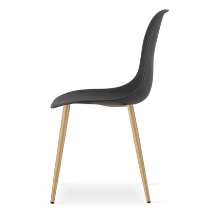Zestaw Stół Okrągły 60cm - biały / naturalne nogi + 2 krzesła czarne / nogi naturalne