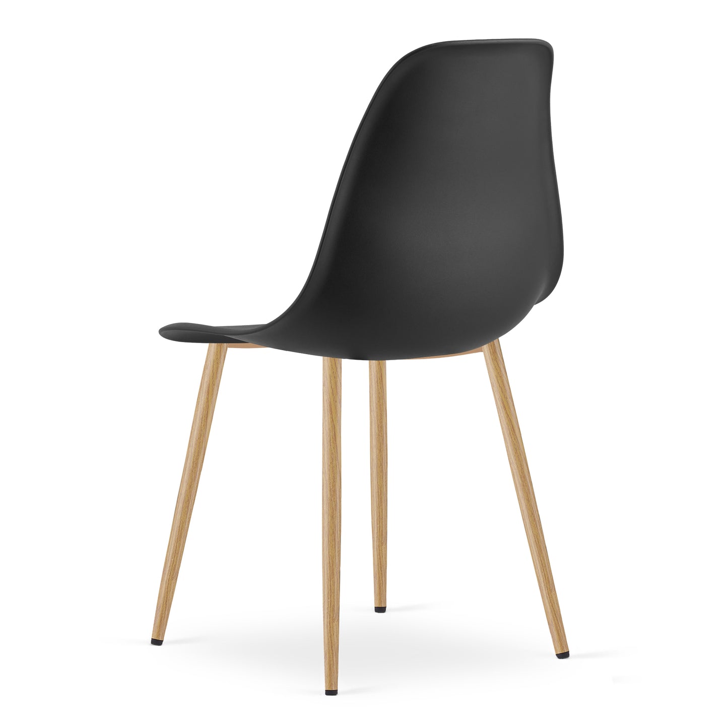 Zestaw Stół Okrągły 60cm - biały / naturalne nogi + 2 krzesła czarne / nogi naturalne