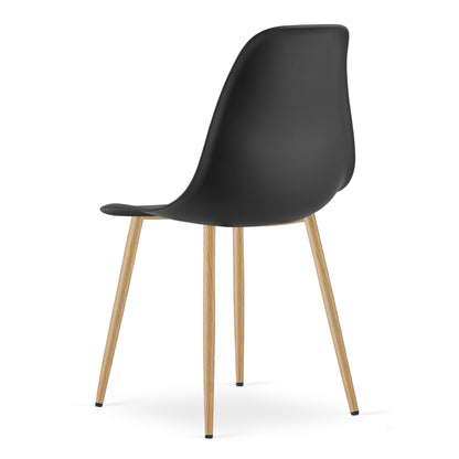 Zestaw Stół Okrągły 60cm - biały / naturalne nogi + 2 krzesła czarne / nogi naturalne
