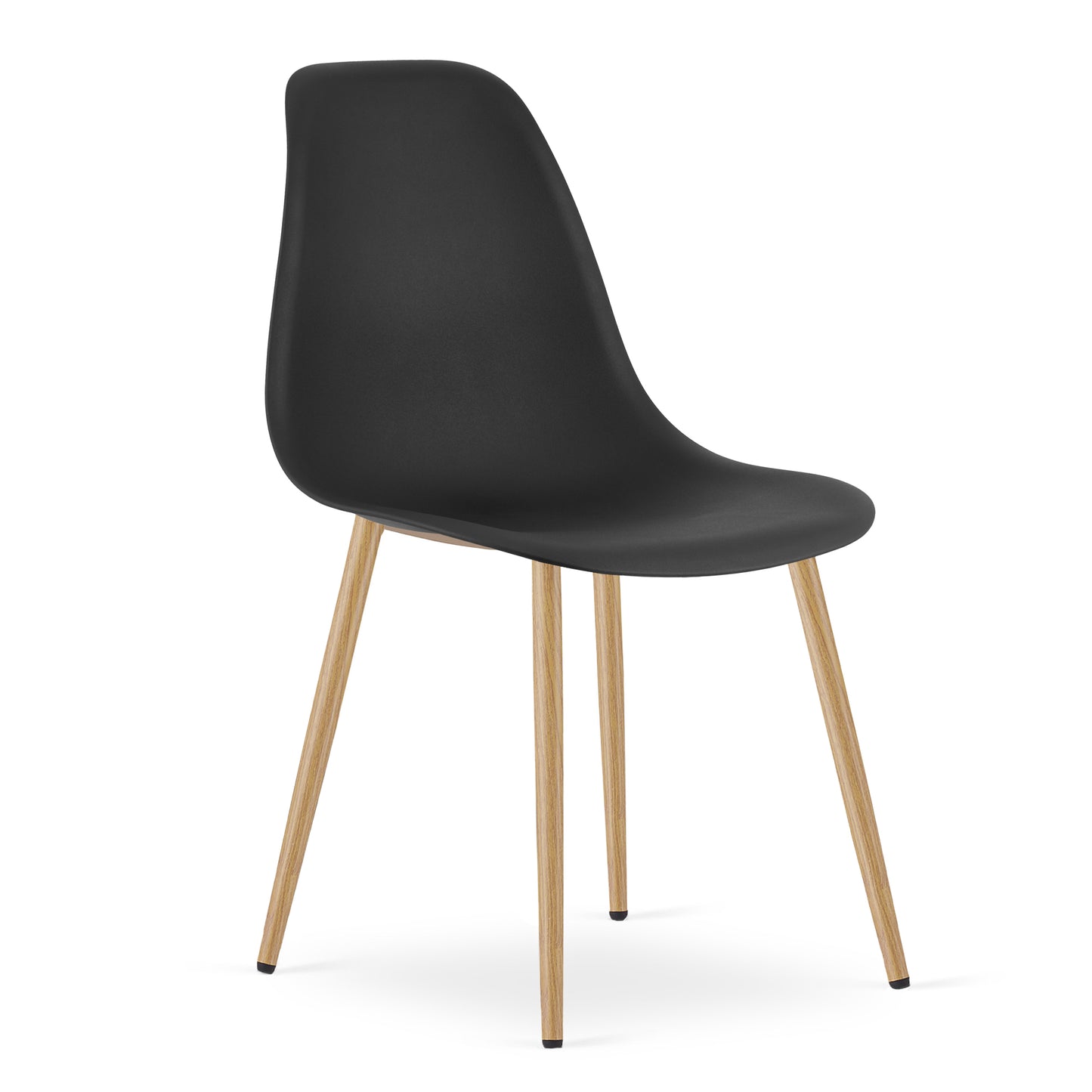 Zestaw Stół Okrągły 60cm - biały / naturalne nogi + 2 krzesła czarne / nogi naturalne