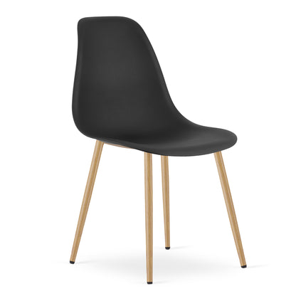 Zestaw Stół Okrągły 60cm - biały / naturalne nogi + 2 krzesła czarne / nogi naturalne