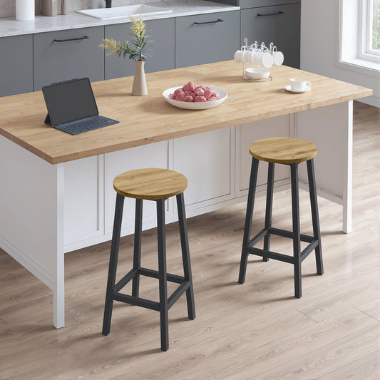 Taboret barowy 65cm - dąb artisan / nogi czarne