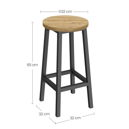 Taboret barowy 65cm - dąb artisan / nogi czarne