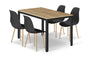Zestaw Stół 120cm x 60cm - dąb sonoma / czarne nogi + 4 krzesła czarne / nogi naturalne