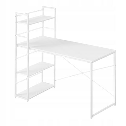 Biurko Komputerowe z półkami 120 cm - białe / nogi białe