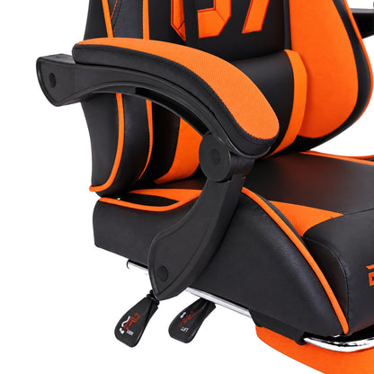 Fotel gamingowy SIGMA 67 Orange z podnóżkiem, regulowanym oparciem i oddychającą tapicerką