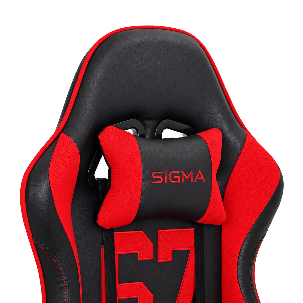 Fotel gamingowy SIGMA 67 Red z podnóżkiem, regulowanym oparciem i oddychającą tapicerką
