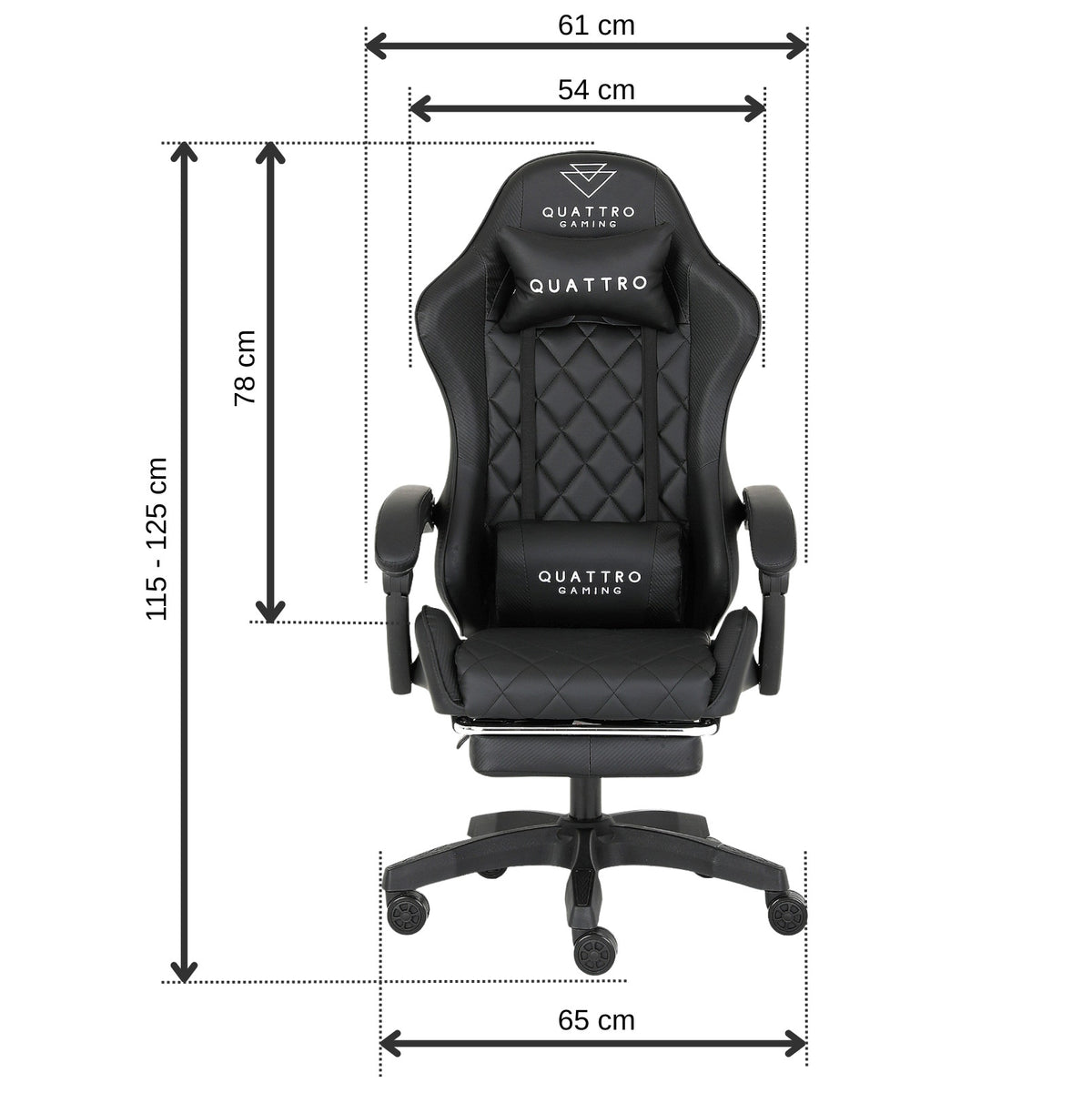 Fotel Gamingowy Carbon Black z Wysuwanym Podnóżkiem i Pikowanym Obiciem