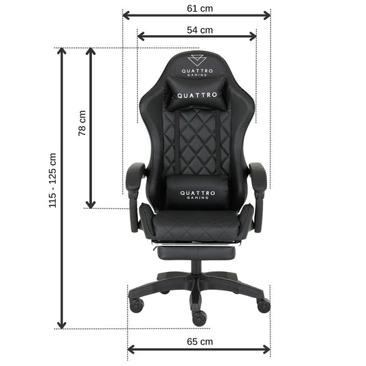 Fotel Gamingowy Carbon Black z Wysuwanym Podnóżkiem i Pikowanym Obiciem