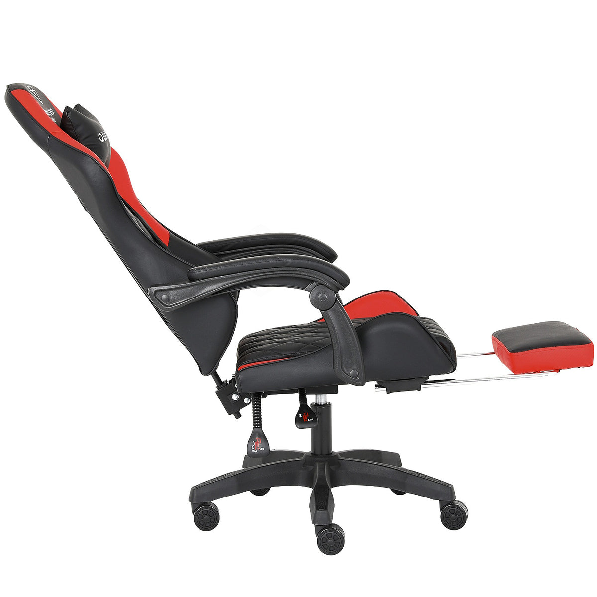 Fotel Gamingowy Carbon Red z Wysuwanym Podnóżkiem i Pikowanym Obiciem