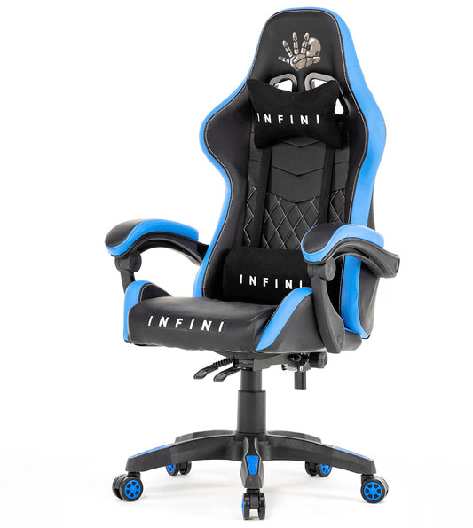 Fotel gamingowy dla gracza, czarno-niebieski