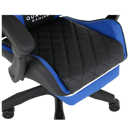 Fotel Gamingowy Carbon Blue z Wysuwanym Podnóżkiem i Pikowanym Obiciem
