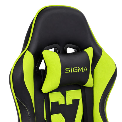 Fotel gamingowy SIGMA 67 Neon Green z podnóżkiem, regulowanym oparciem i oddychającą tapicerką