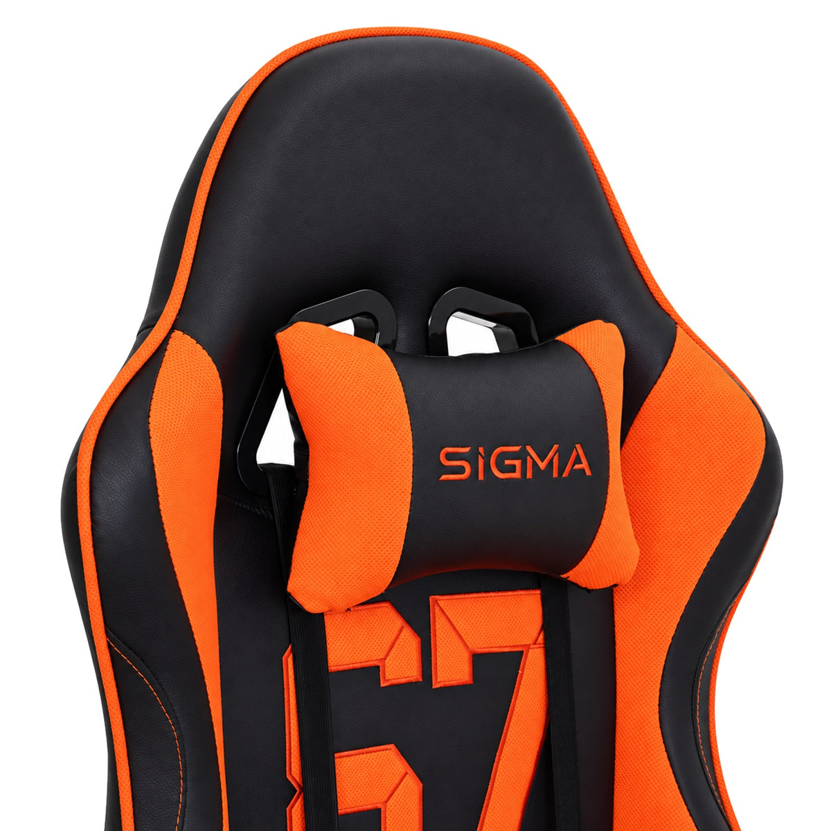 Fotel gamingowy SIGMA 67 Orange z podnóżkiem, regulowanym oparciem i oddychającą tapicerką