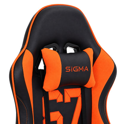 Fotel gamingowy SIGMA 67 Orange z podnóżkiem, regulowanym oparciem i oddychającą tapicerką