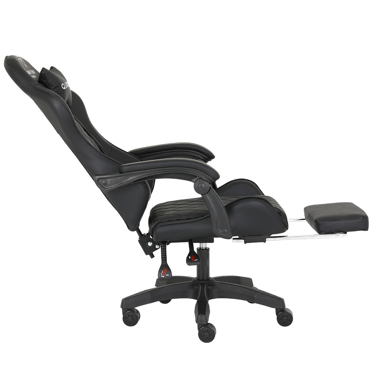 Fotel Gamingowy Carbon Black z Wysuwanym Podnóżkiem i Pikowanym Obiciem