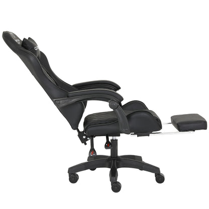 Fotel Gamingowy Carbon Black z Wysuwanym Podnóżkiem i Pikowanym Obiciem
