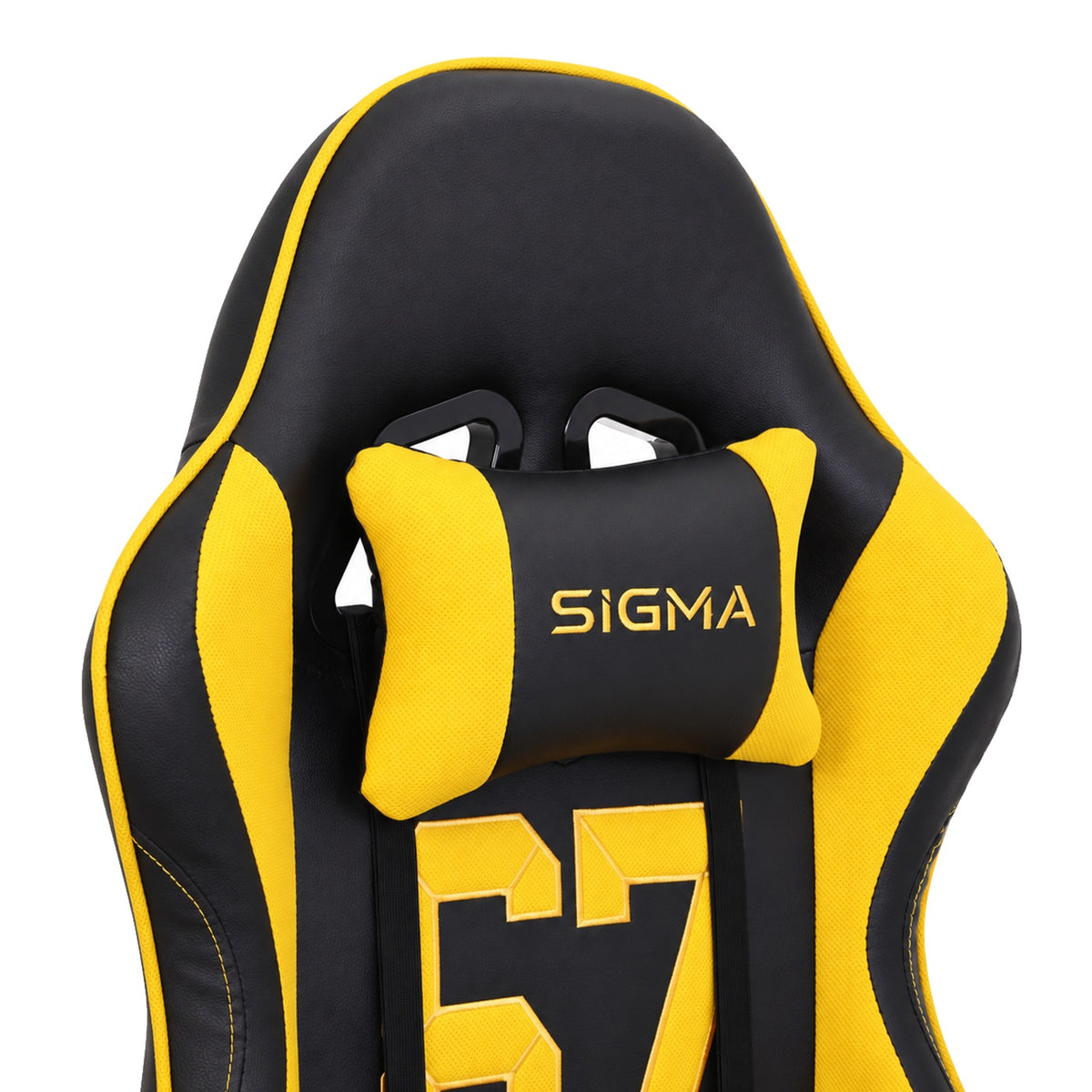 Fotel gamingowy SIGMA 67 Mustard z podnóżkiem, regulowanym oparciem i oddychającą tapicerką