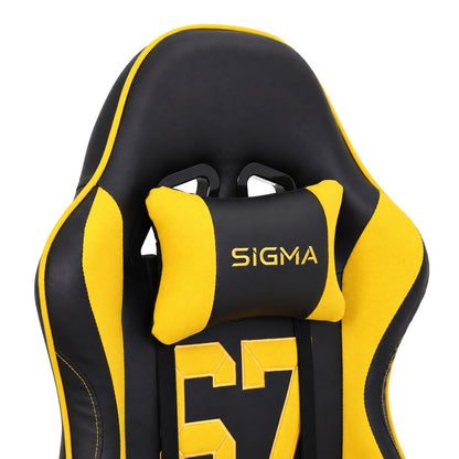 Fotel gamingowy SIGMA 67 Mustard z podnóżkiem, regulowanym oparciem i oddychającą tapicerką