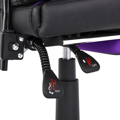 Fotel gamingowy SIGMA 67 Purple z podnóżkiem, regulowanym oparciem i oddychającą tapicerką