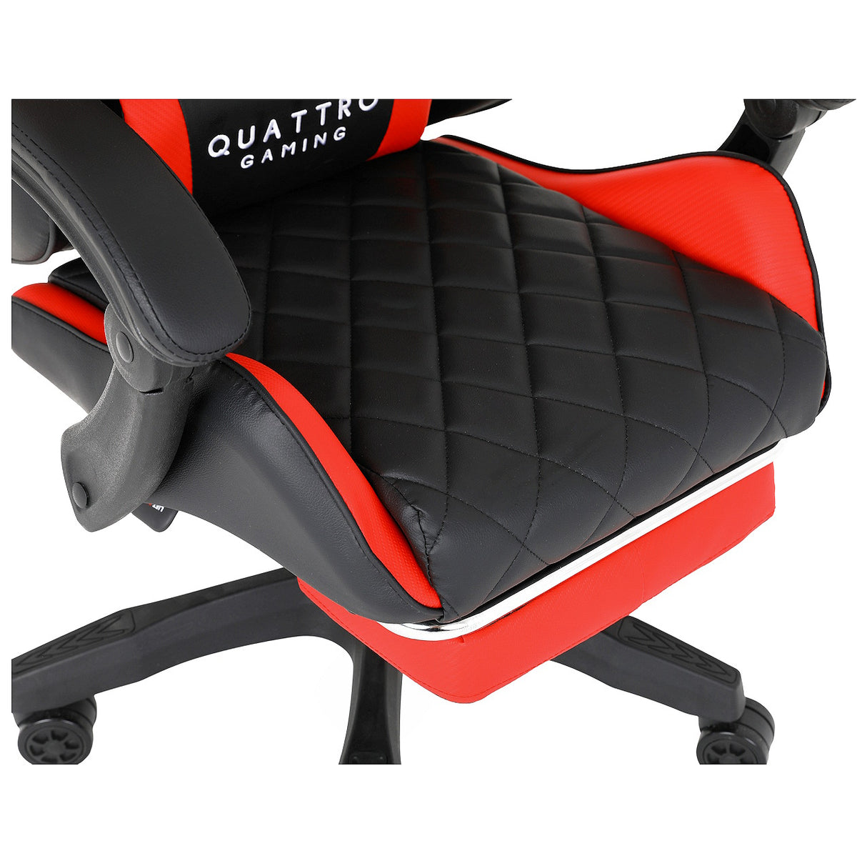 Fotel Gamingowy Carbon Red z Wysuwanym Podnóżkiem i Pikowanym Obiciem