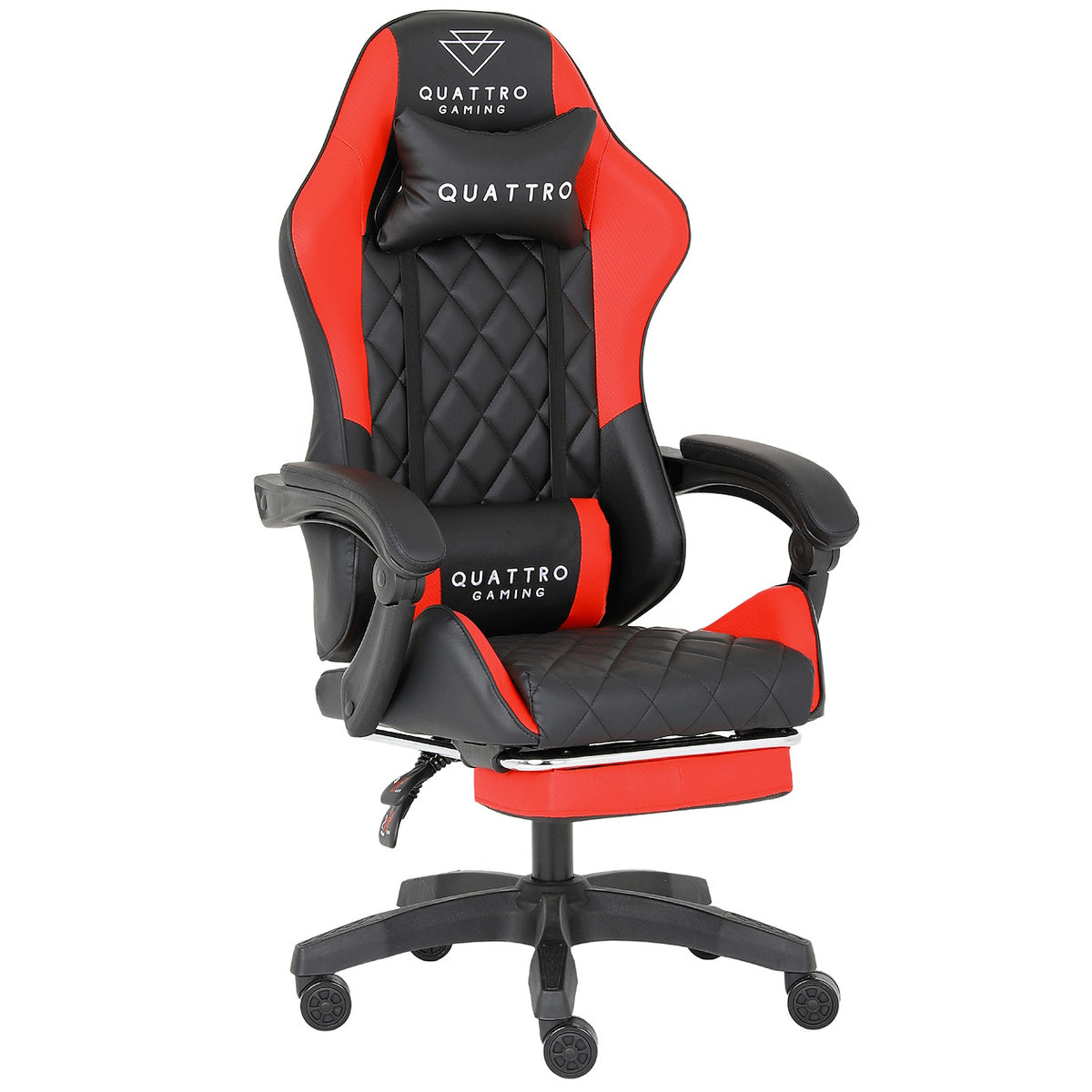 Fotel Gamingowy Carbon Red z Wysuwanym Podnóżkiem i Pikowanym Obiciem