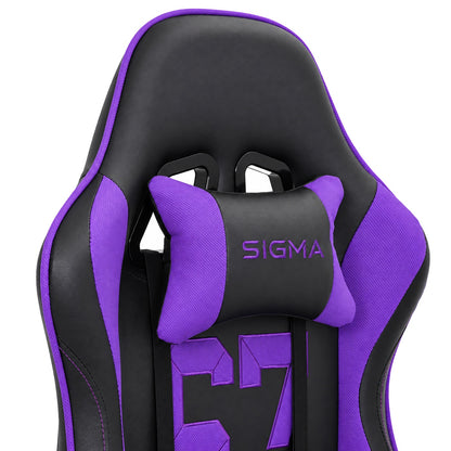 Fotel gamingowy SIGMA 67 Purple z podnóżkiem, regulowanym oparciem i oddychającą tapicerką