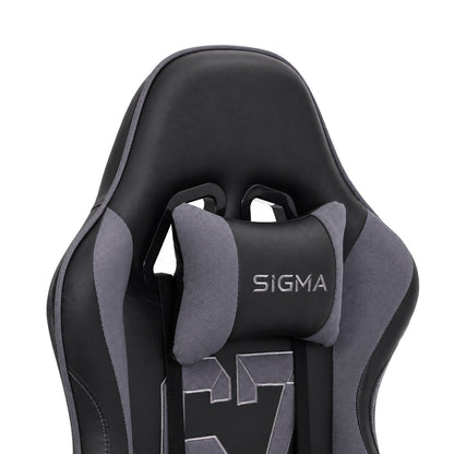 Fotel gamingowy SIGMA 67 Graphite z podnóżkiem, regulowanym oparciem i oddychającą tapicerką