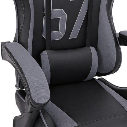 Fotel gamingowy SIGMA 67 Graphite z podnóżkiem, regulowanym oparciem i oddychającą tapicerką