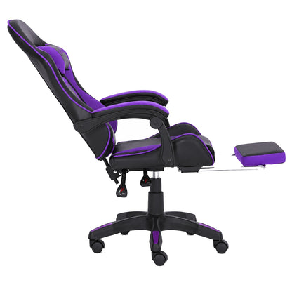 Fotel gamingowy SIGMA 67 Purple z podnóżkiem, regulowanym oparciem i oddychającą tapicerką